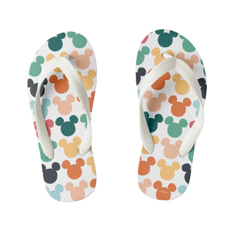 Mickey Mouse | A Colorful Repeating Logo Kid&#39;s Flip Flops