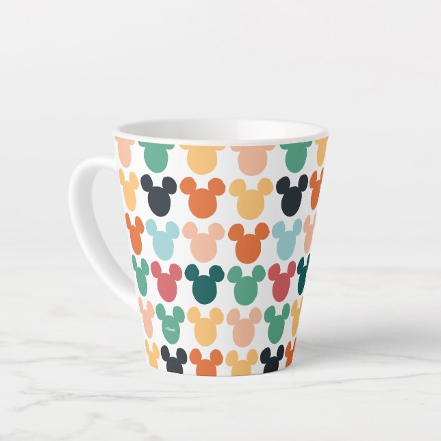 Mickey Mouse | A Colorful Repeating Logo Latte Mug (Left Angle)