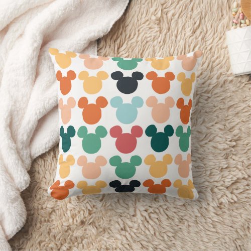 Mickey Mouse  A Colorful Repeating Logo Throw Pillow