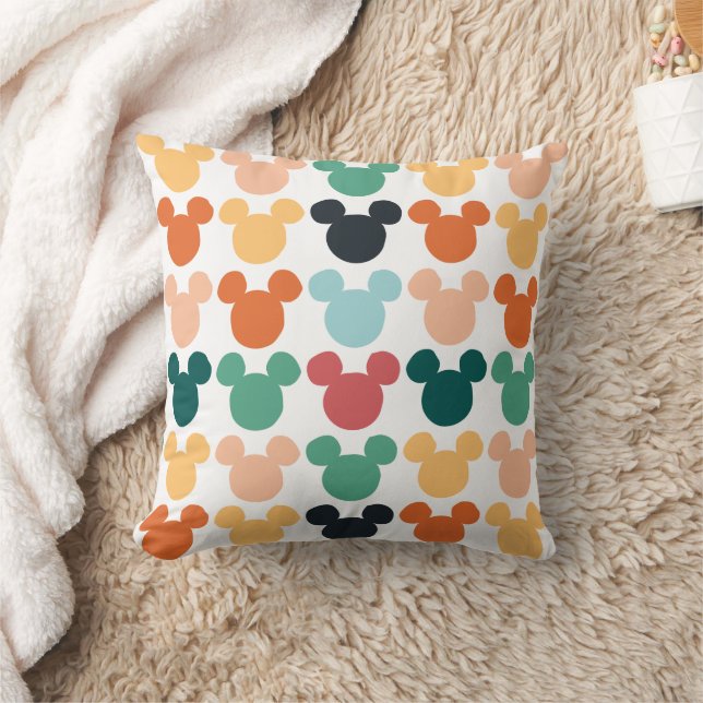Mickey Mouse | A Colorful Repeating Logo Throw Pillow (Blanket)