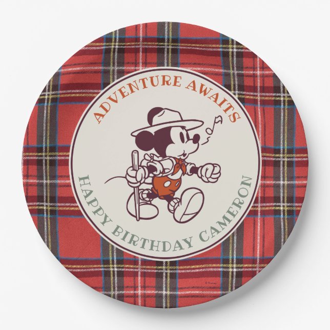 Mickey Mouse | Adventure Awaits Camp Birthday Paper Plates (Front)
