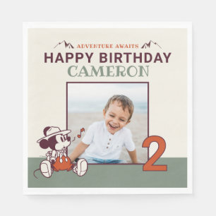 Mickey Mouse Adventure Awaits Camp Photo Birthday Napkins