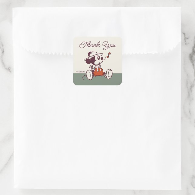Mickey Mouse Adventure Awaits Thank You Square Sticker (Bag)