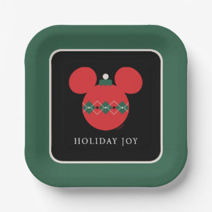 Mickey Mouse Argyle Christmas Ornament Paper Plates