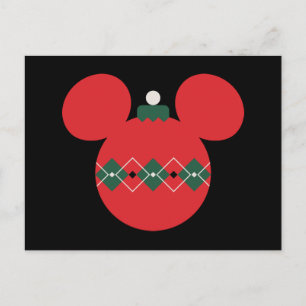 Mickey Mouse Argyle Christmas Ornament Postcard