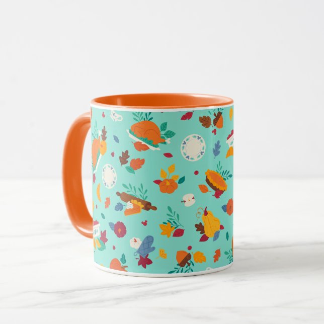 Mickey Mouse Autumn Feast Pattern Mug (Front Left)