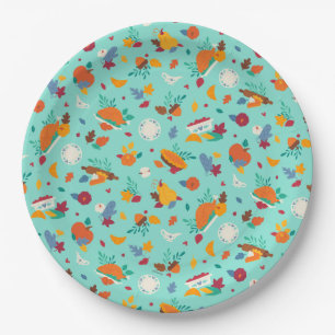 Mickey Mouse Autumn Feast Pattern Paper Plates