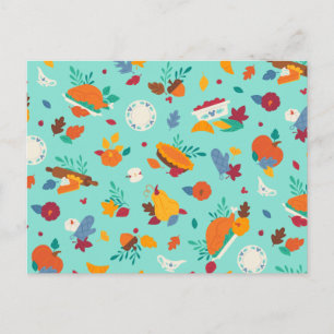 Mickey Mouse Autumn Feast Pattern Postcard