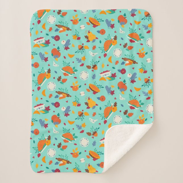 Mickey Mouse Autumn Feast Pattern Sherpa Blanket (Front)