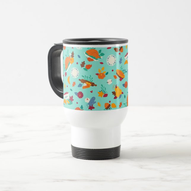 Mickey Mouse Autumn Feast Pattern Travel Mug (Front Left)