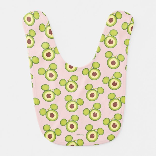 Mickey Mouse Avocado Icon Baby Bib (Front)