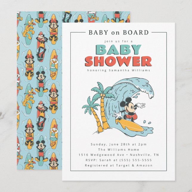 Mickey Mouse Baby on Board | Boy Baby Shower Invitation (Front/Back)