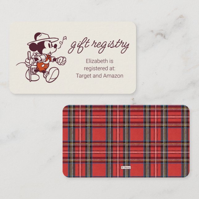 Mickey Mouse Baby Shower Gift Registry Enclosure Card (Front/Back)