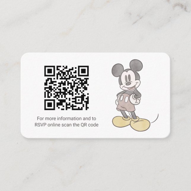 Mickey Mouse Baby Shower Gift Registry Enclosure Card (Front)