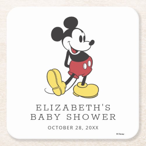 Mickey Mouse Baby Shower Square Paper Coaster