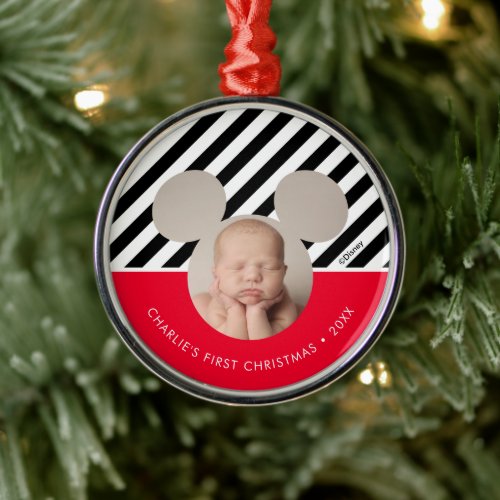 Mickey Mouse  Babys First Christmas _ Photo Metal Ornament