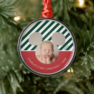Mickey Mouse Baby's First Christmas - Photo Metal Ornament