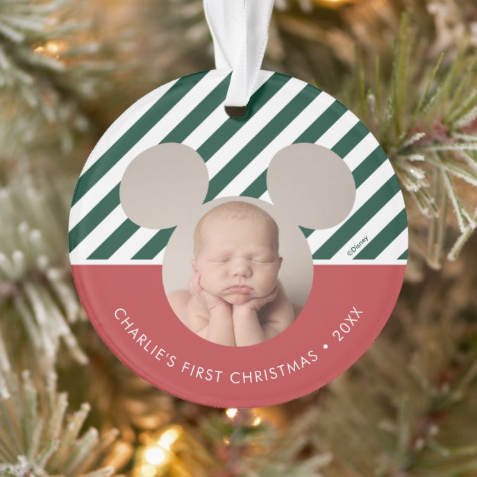 Mickey Mouse | Baby&#39;s First Christmas - Photo Ornament