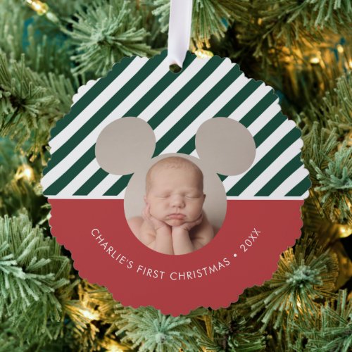 Mickey Mouse  Babys First Christmas _ Photo Ornament Card