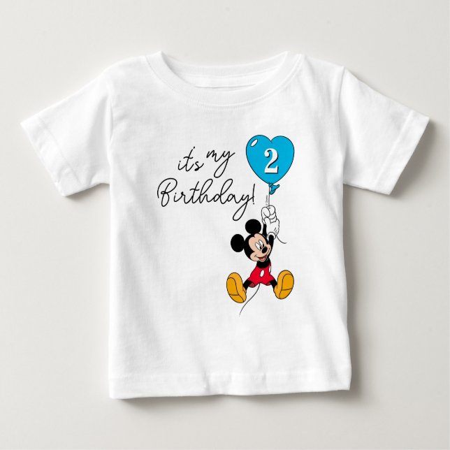 Mickey Mouse Birthday Boy Balloon Baby T-Shirt (Front)