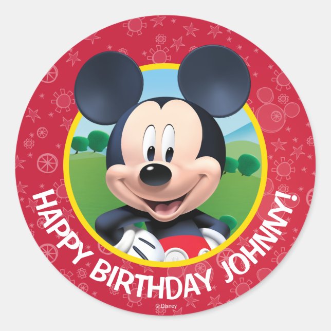 Mickey Mouse Birthday Classic Round Sticker (Front)