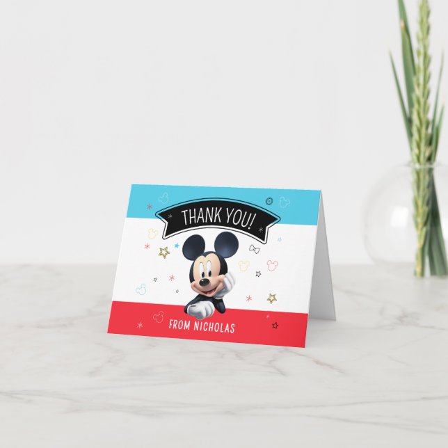Mickey Mouse Birthday Fun Folded Thank You Card (Front)