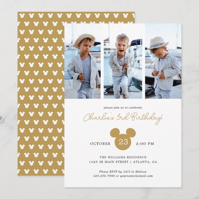 Mickey Mouse Birthday | Photo Collage Invitation (Front/Back)