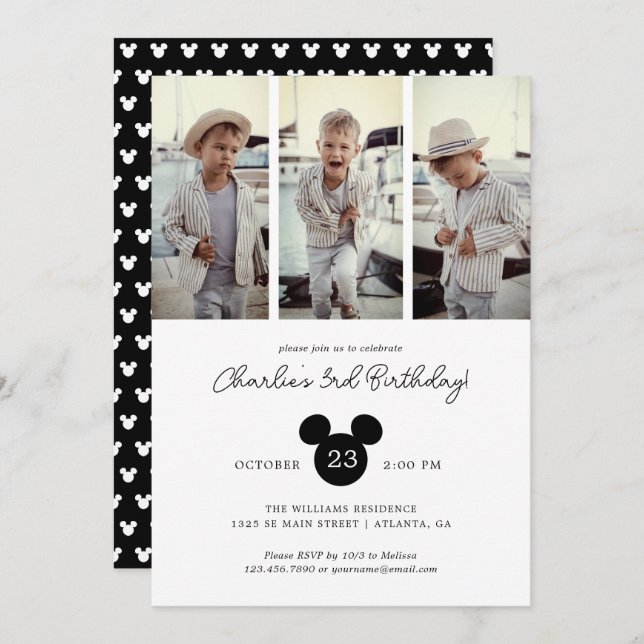 Mickey Mouse Birthday | Photo Collage Invitation (Front/Back)