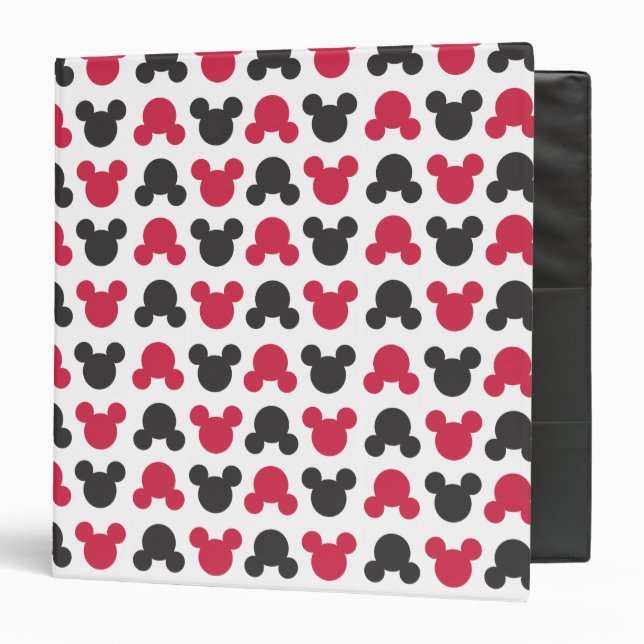 Mickey Mouse | Black and Red Pattern 3 Ring Binder (Front/Inside)