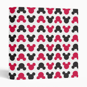 Mickey Mouse   Black and Red Pattern 3 Ring Binder