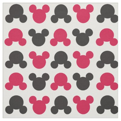 Mickey Mouse | Black and Red Pattern Fabric