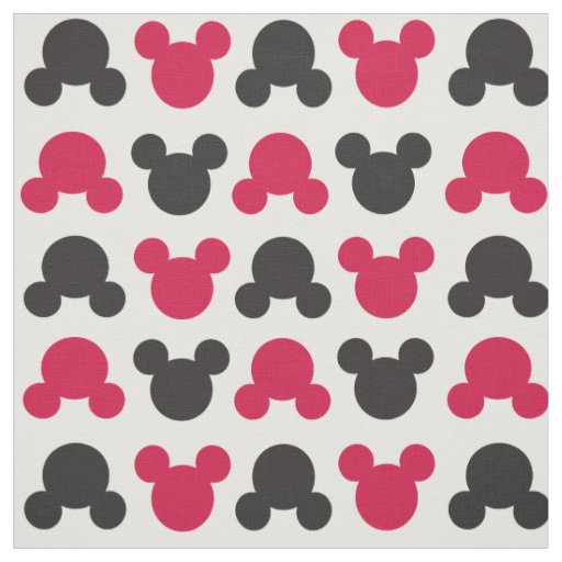 Mickey Mouse | Black and Red Pattern Fabric | Zazzle