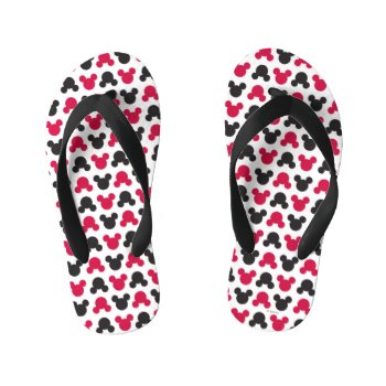 Mickey Mouse | Black And Red Pattern Kid's Flip Flops by MickeyAndFriends at Zazzle