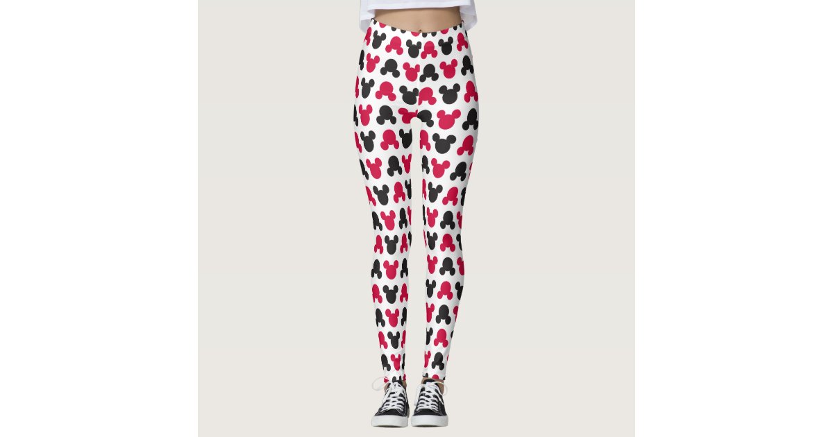 Mickey Mouse, Black and Red Pattern Leggings