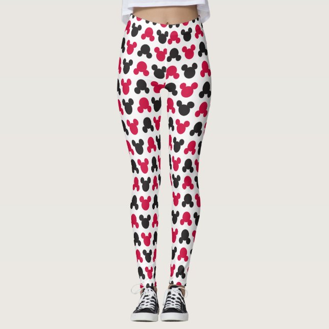 Mickey Mouse | Black and Red Pattern Leggings (Front)