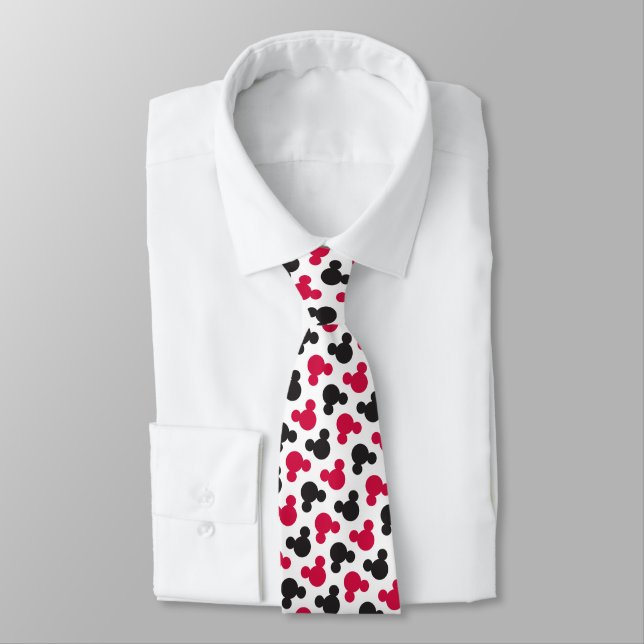 Mickey Mouse | Black and Red Pattern Neck Tie (Tied)