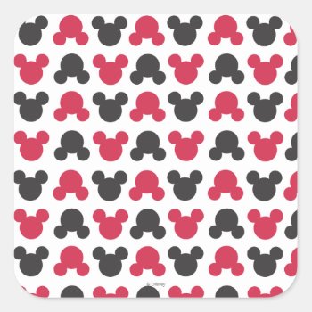 Mickey Mouse | Black And Red Pattern Square Sticker by MickeyAndFriends at Zazzle