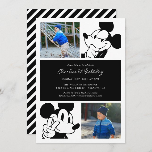 Mickey Mouse Boy's Birthday | Photo Collage Invitation (Front/Back)