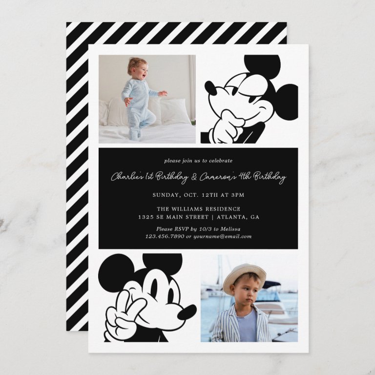 Mickey Mouse Boy&#39;s Joint Birthday                    Invitation