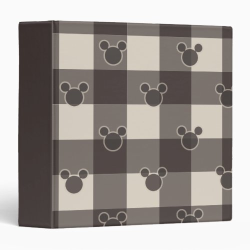 Mickey Mouse  Brown Plaid Pattern 3 Ring Binder