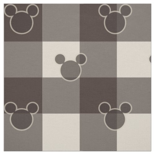 Mickey Mouse  Brown Plaid Pattern Fabric