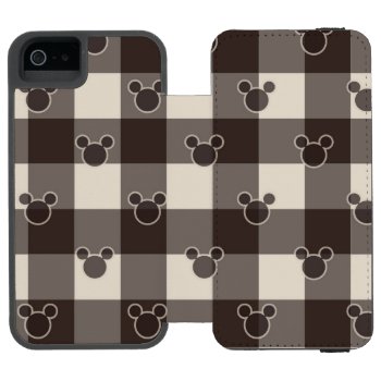 Mickey Mouse | Brown Plaid Pattern Wallet Case For Iphone Se/5/5s by MickeyAndFriends at Zazzle