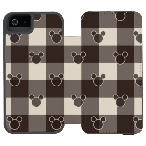 Mickey Mouse  Brown Plaid Pattern Wallet Case For iPhone SE55s