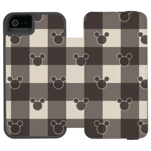 Mickey Mouse  Brown Plaid Pattern Wallet Case For iPhone SE55s