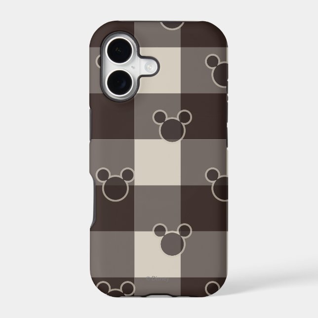 Mickey Mouse | Brown Plaid Pattern Iphone Case (Back)