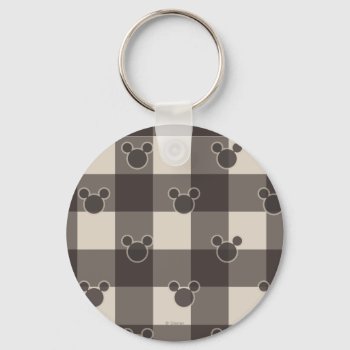 Mickey Mouse | Brown Plaid Pattern Keychain by MickeyAndFriends at Zazzle
