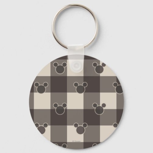 Mickey Mouse  Brown Plaid Pattern Keychain