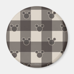Mickey Mouse Brown Plaid Pattern Magnet