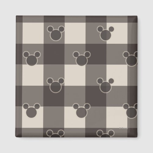 Mickey Mouse  Brown Plaid Pattern Magnet