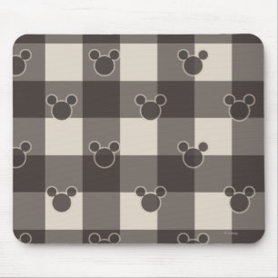 Mickey Mouse   Brown Plaid Pattern Mouse Pad